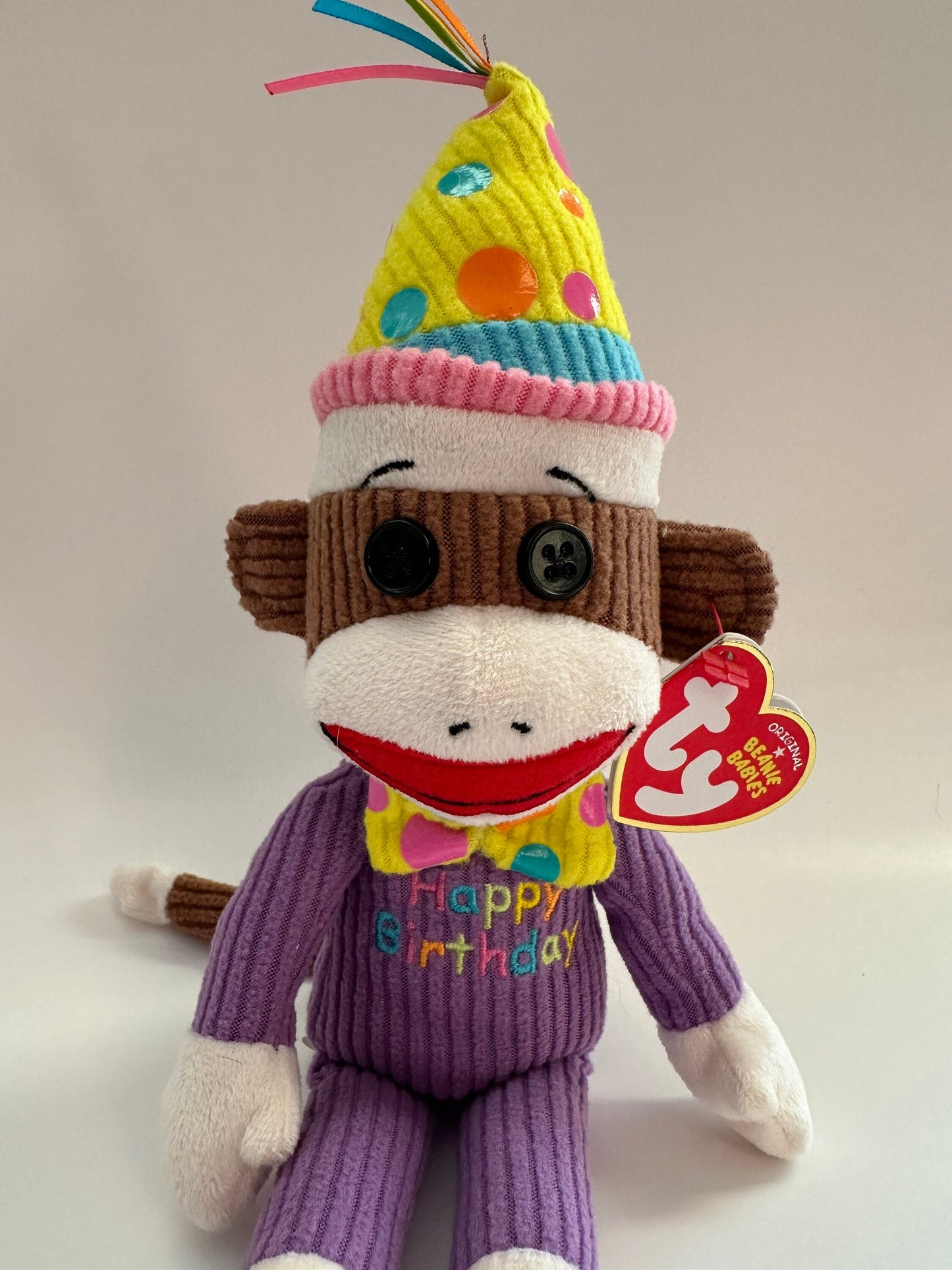 Ty Beanie Baby “Socks” the Happy Birthday Sock Monkey (8.5 inch)