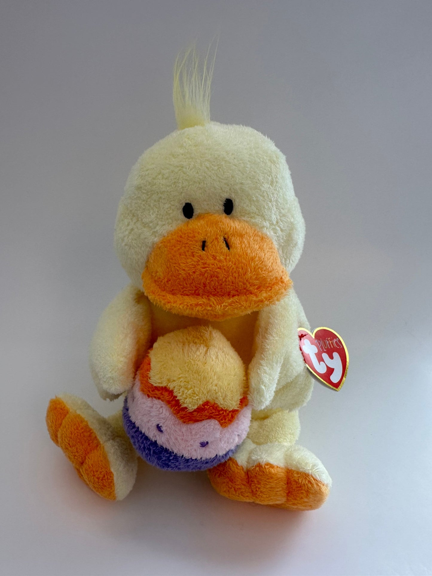 Ty Pluffies Collection “Quackies” the Adorable Duck holding Easter egg! (9 inch)