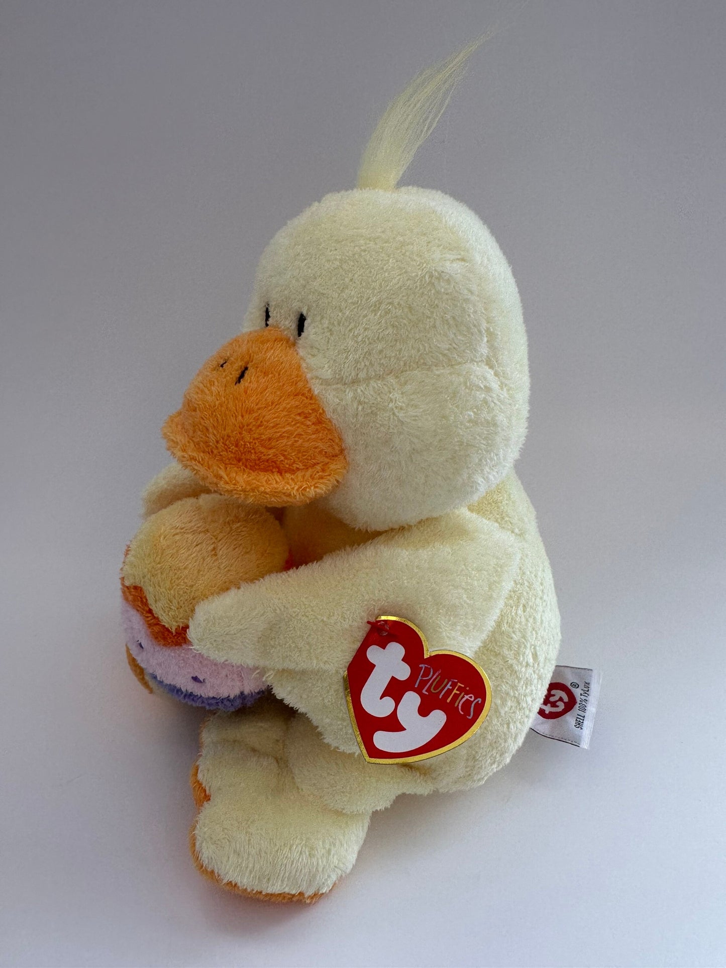 Ty Pluffies Collection “Quackies” the Adorable Duck holding Easter egg! (9 inch)