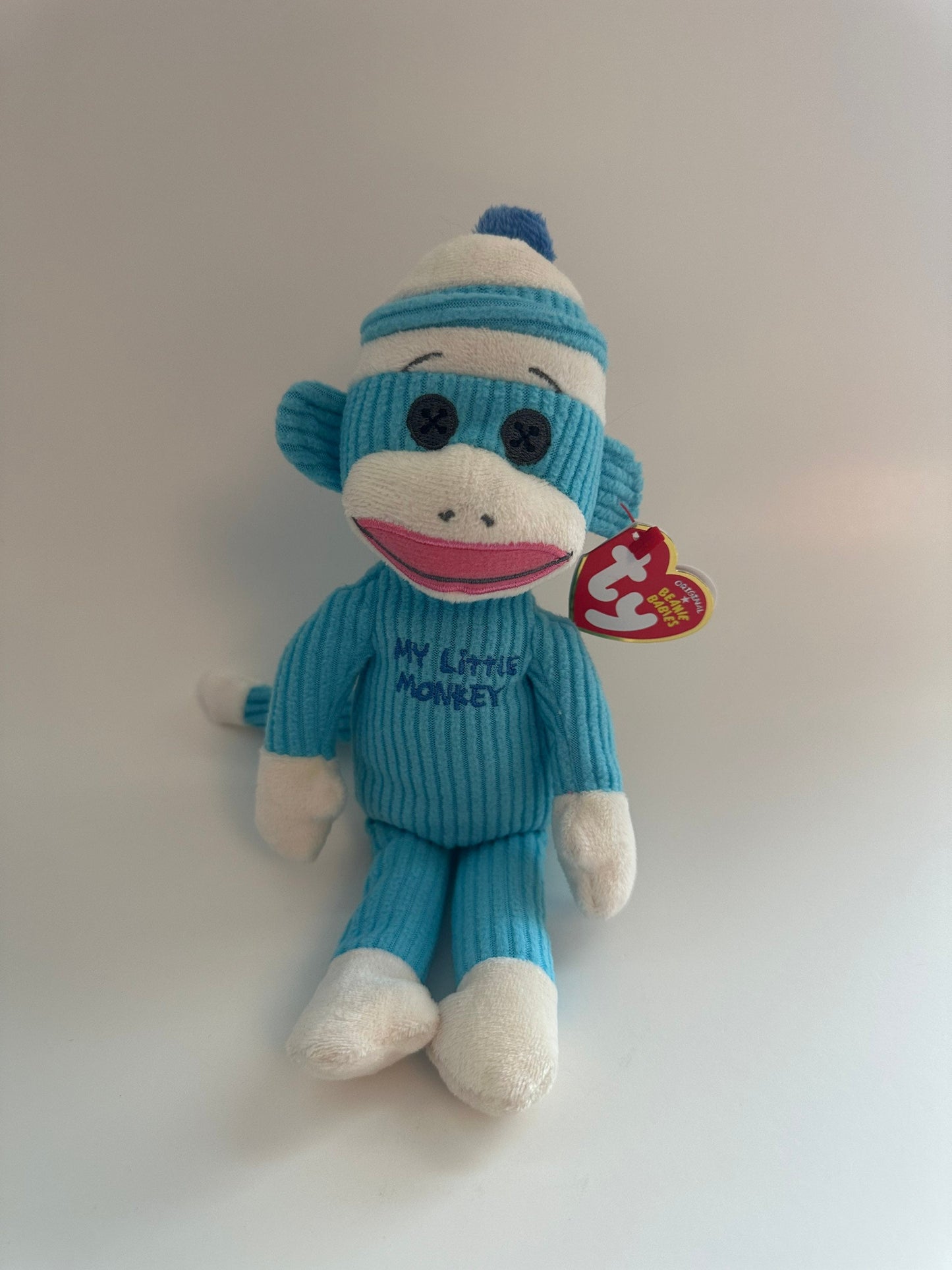 Ty Beanie Baby “My little monkey” the Adorable Blue Sock Monkey (8.5 inch)