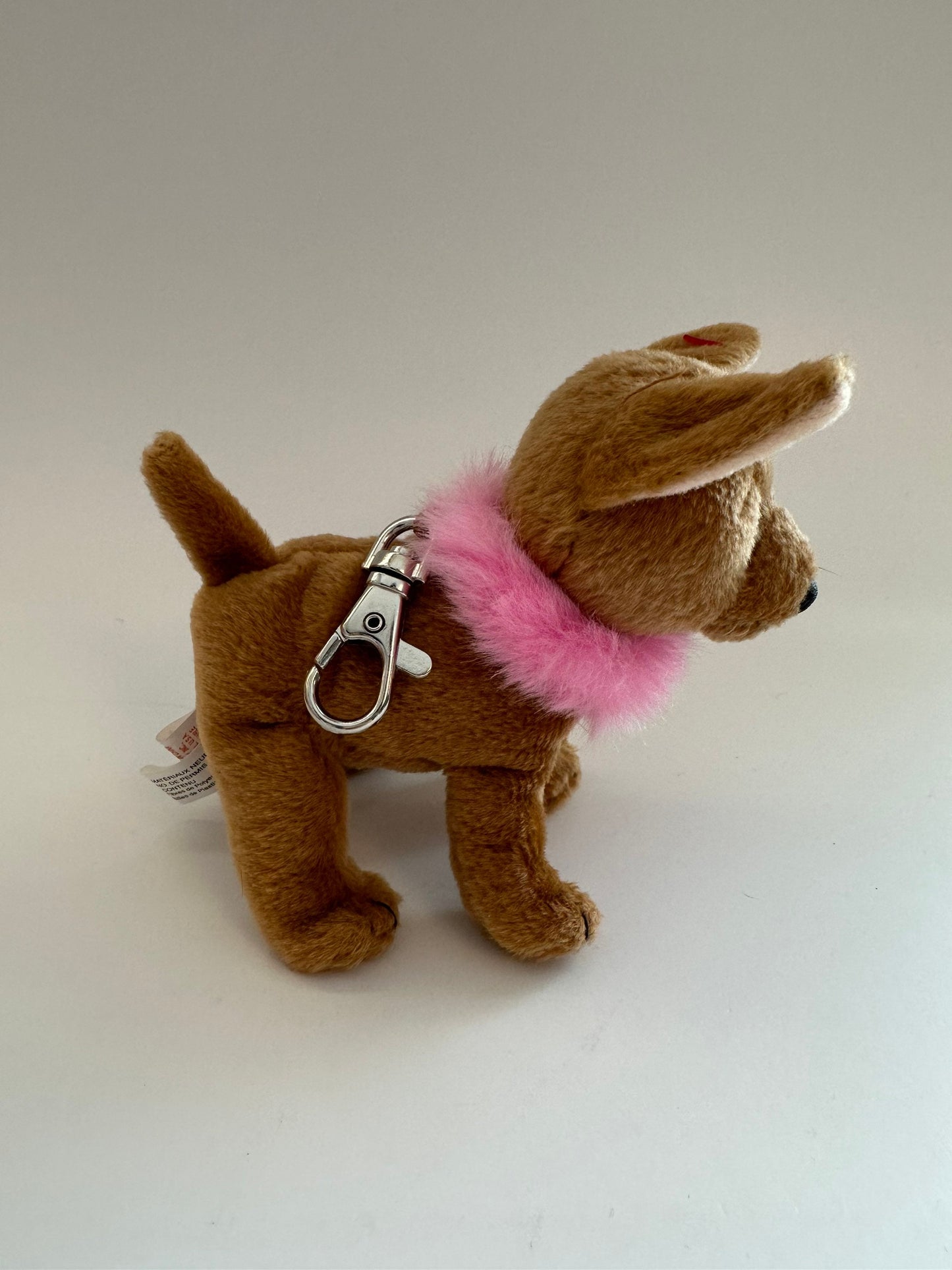 Ty *Keychain* Beanie Baby “Divalectable” the Chihuahua Dog - SMALL Metal Key Clip (4 inch)