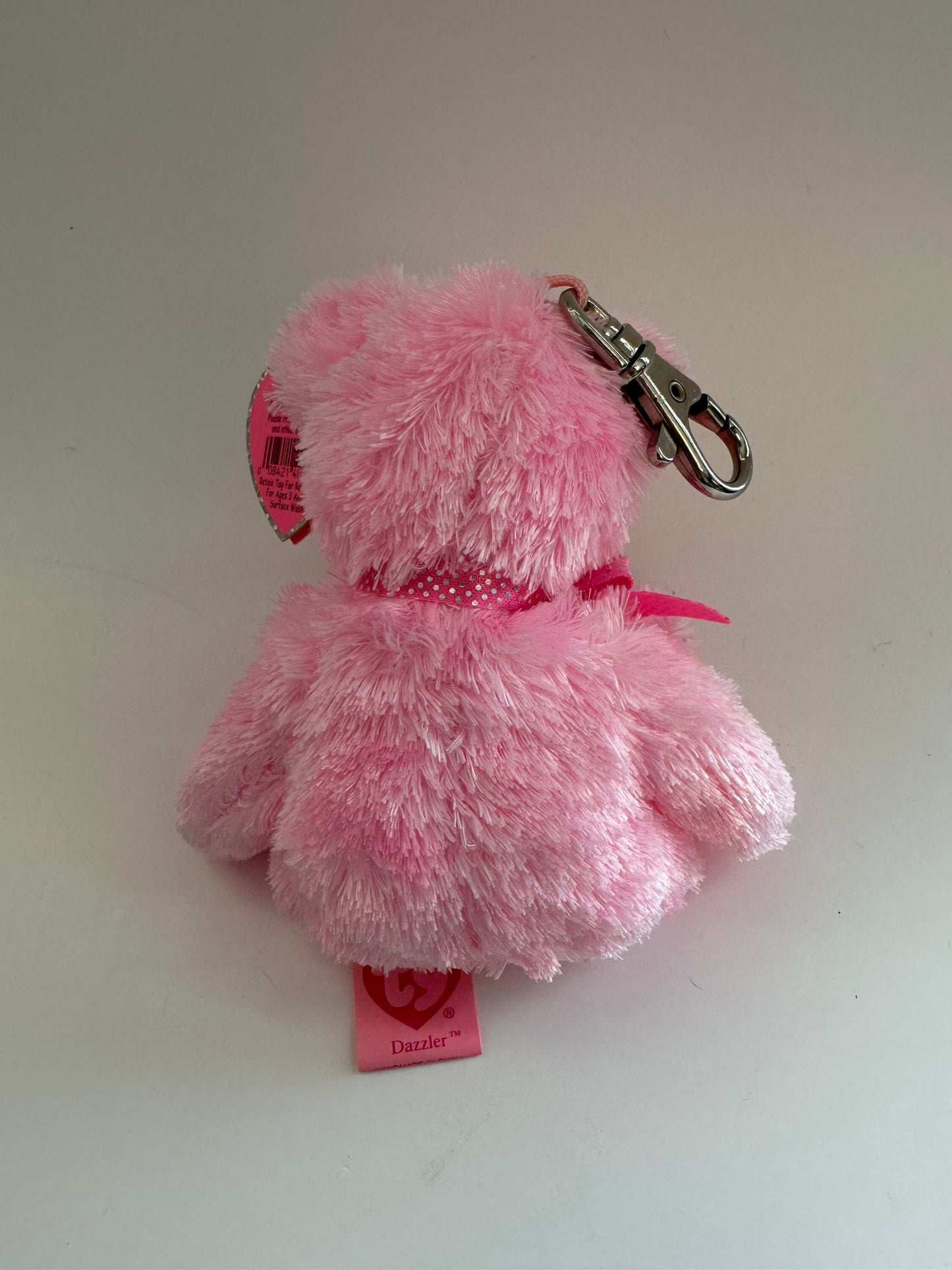 Ty Key Clip Beanie Baby “Dazzler” the Pink Bear - Metal Key Chains (4 inch)