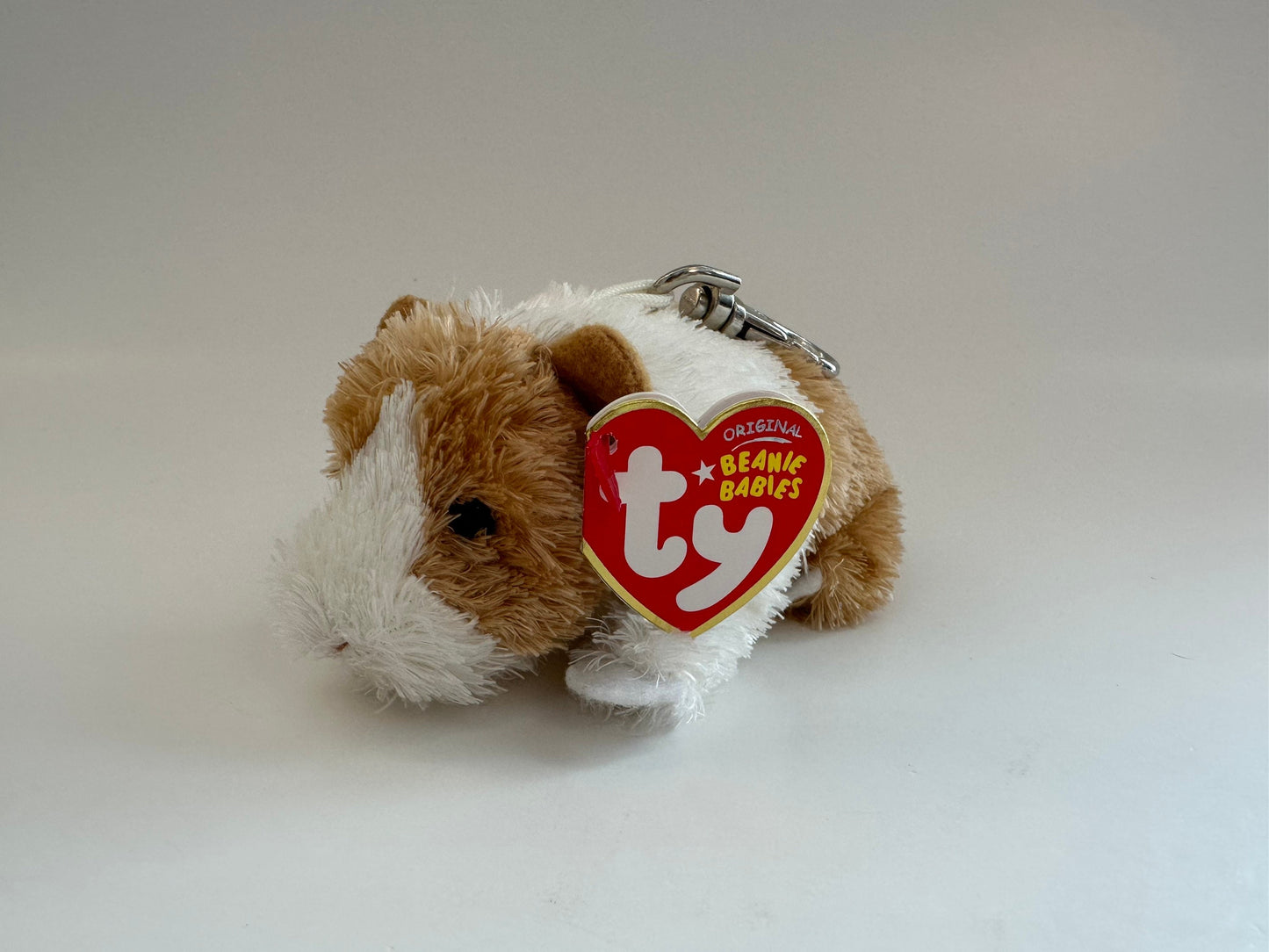 TY Key Clip Beanie Baby “Twitch” the Guinea Pig -  Metal Keychain (4 inch)