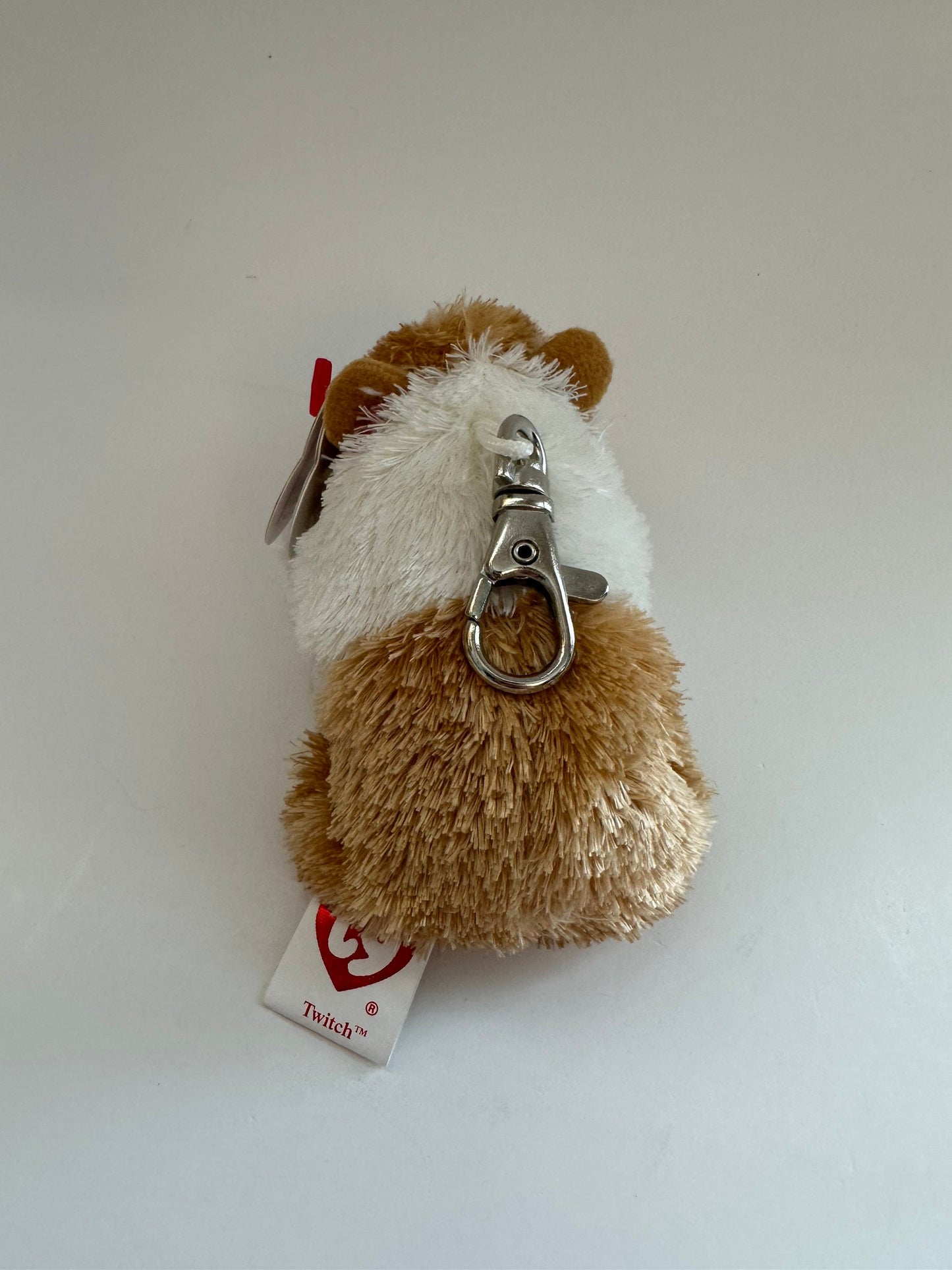 TY Key Clip Beanie Baby “Twitch” the Guinea Pig -  Metal Keychain (4 inch)