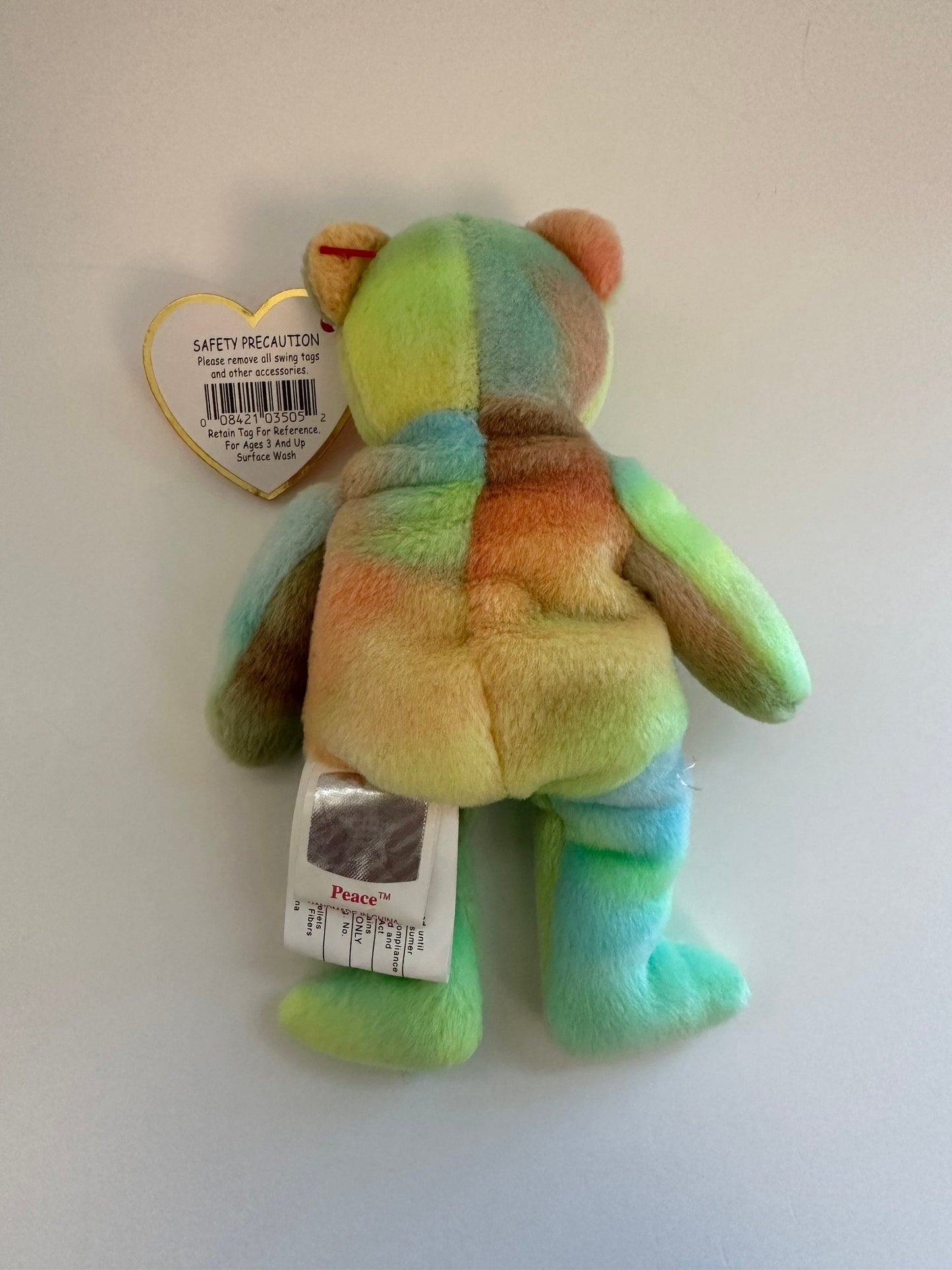 Ty Jingle Beanie “Peace” the Tie-Dye Bear (Colours Vary) - Tree Ornament* (4 inch)