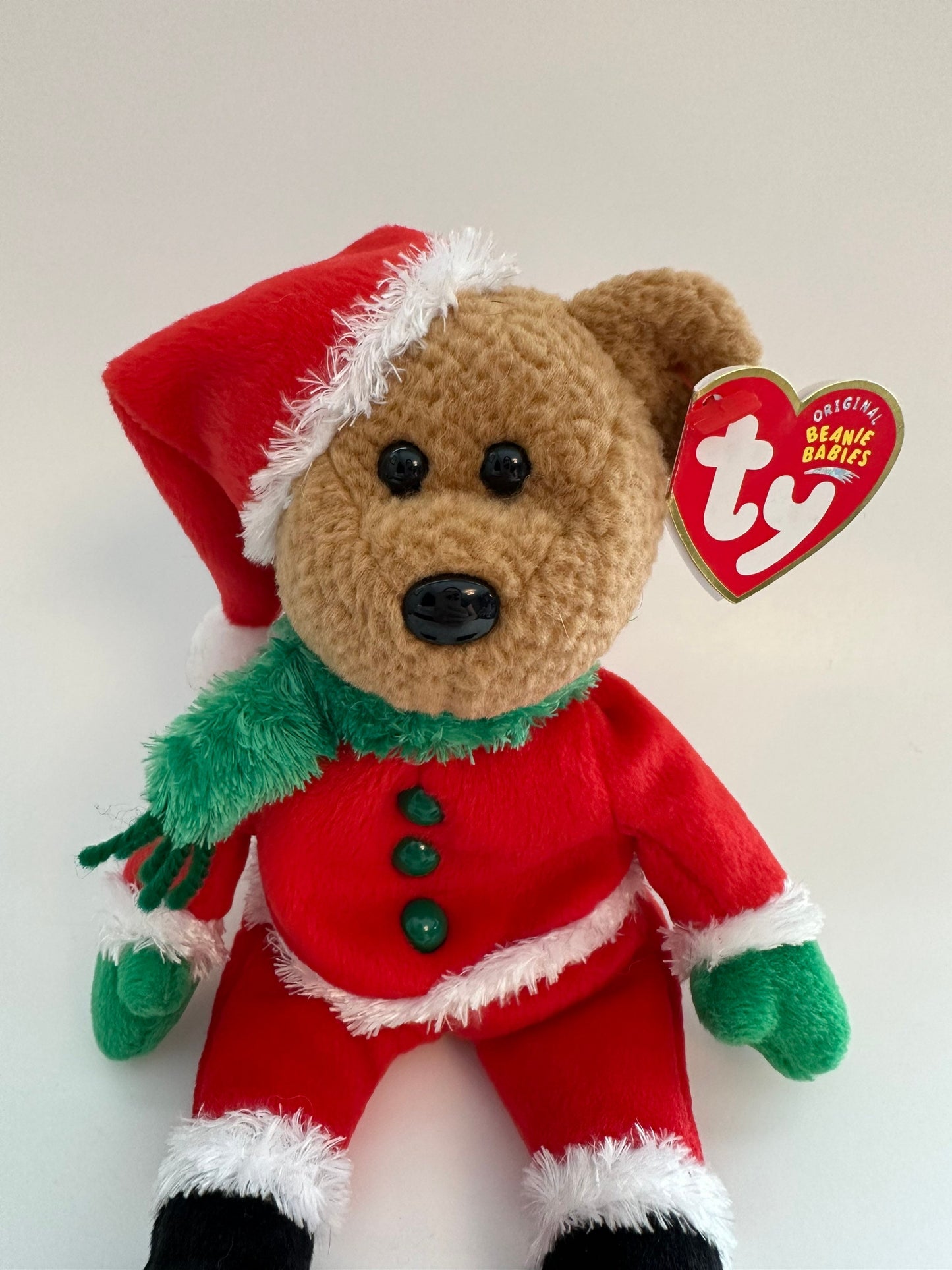 Ty Beanie Baby “Kringle” the Bear wearing a Santa Suit (8.5 inch)