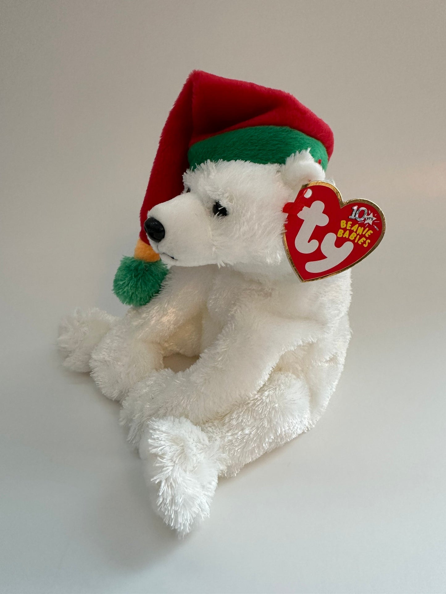 Ty Beanie Baby “Snowdrift” the Polar Bear wearing a Santa Hat! (5.5 inch)