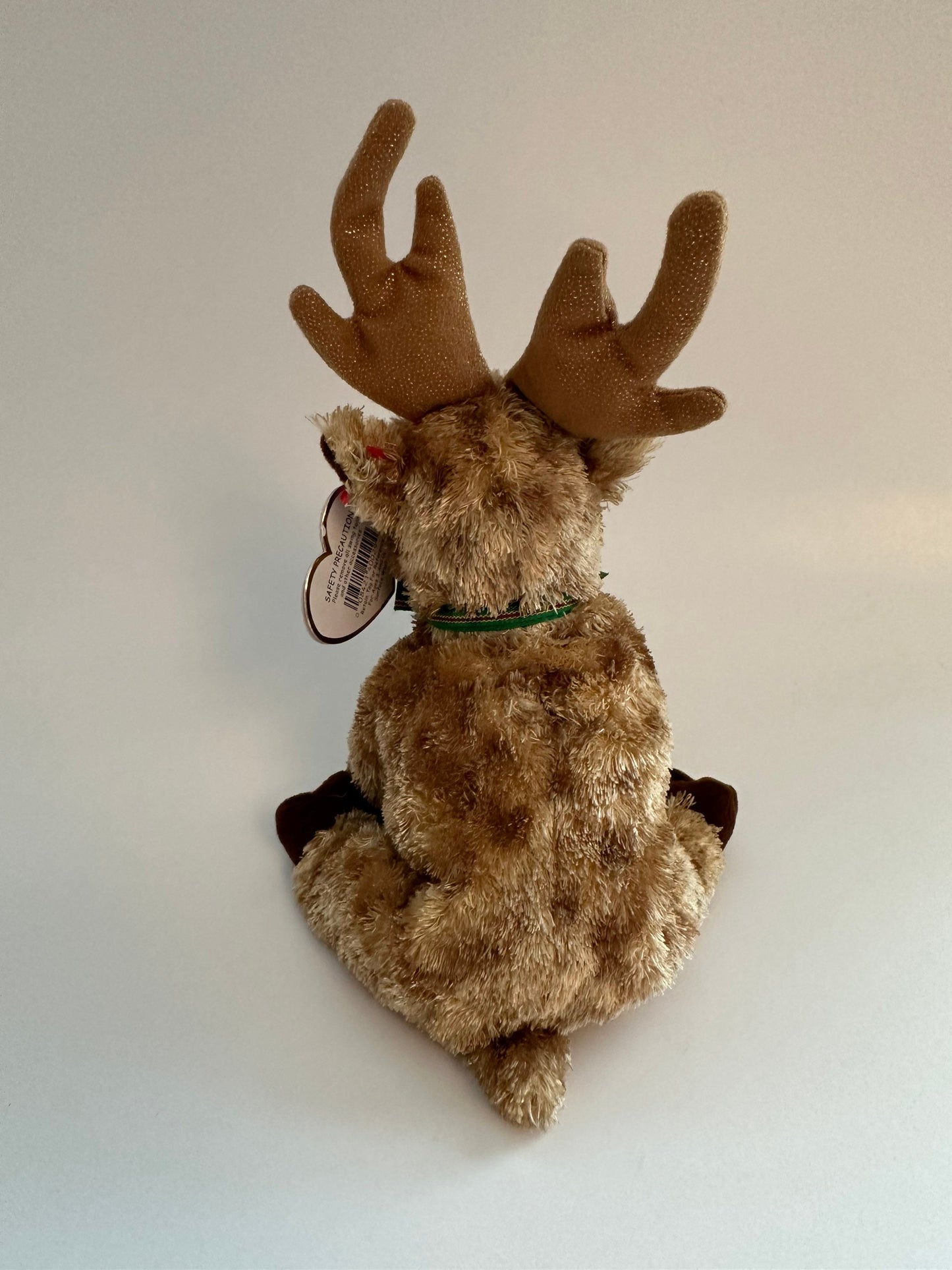 Ty Beanie Baby “Rudy” the Reindeer wearing green plaid scarf (6.5 inch)