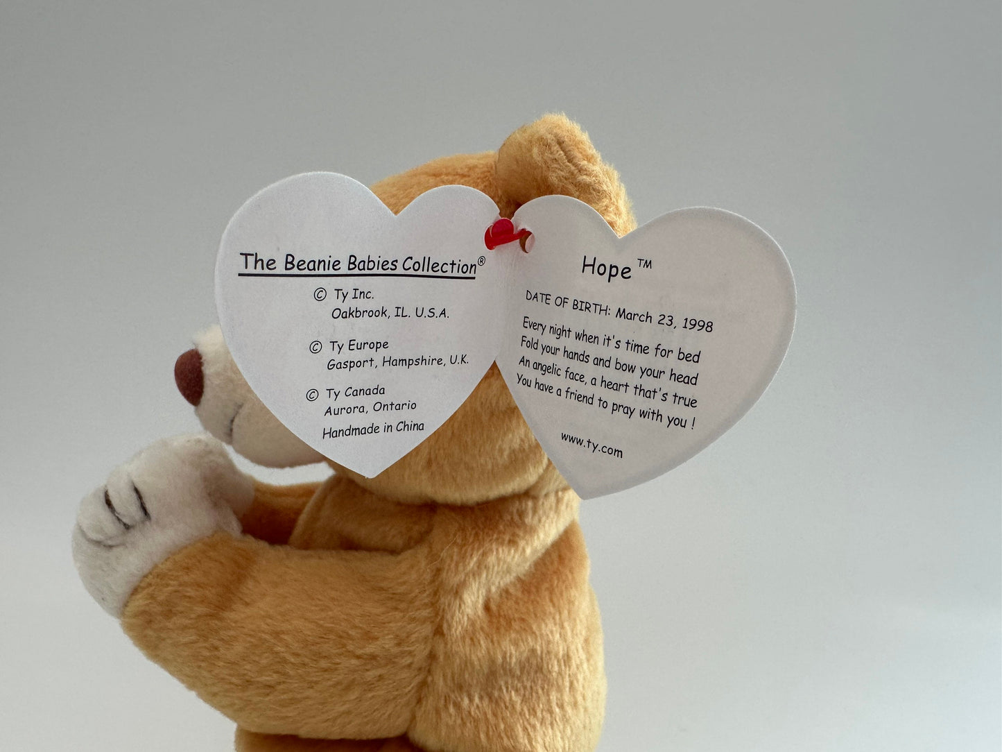 Ty Beanie Baby “Hope” the Praying Bear! (5.5 inch)