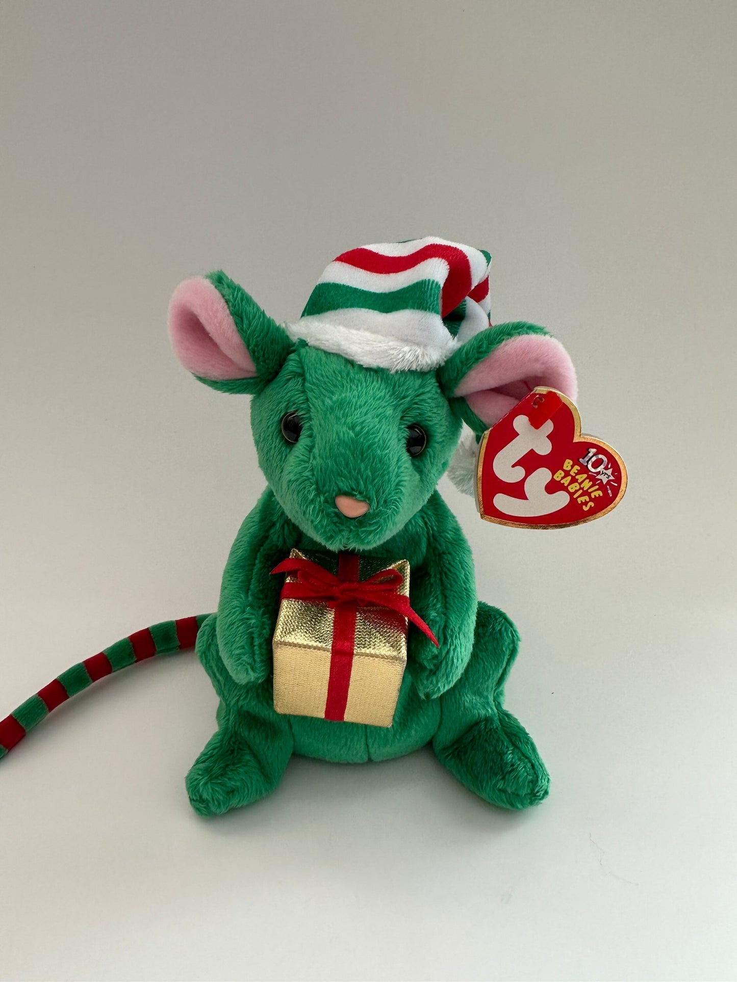 Ty Beanie Baby “Tidings” the Green Holiday Mouse - Internet Exclusive (7 inch)