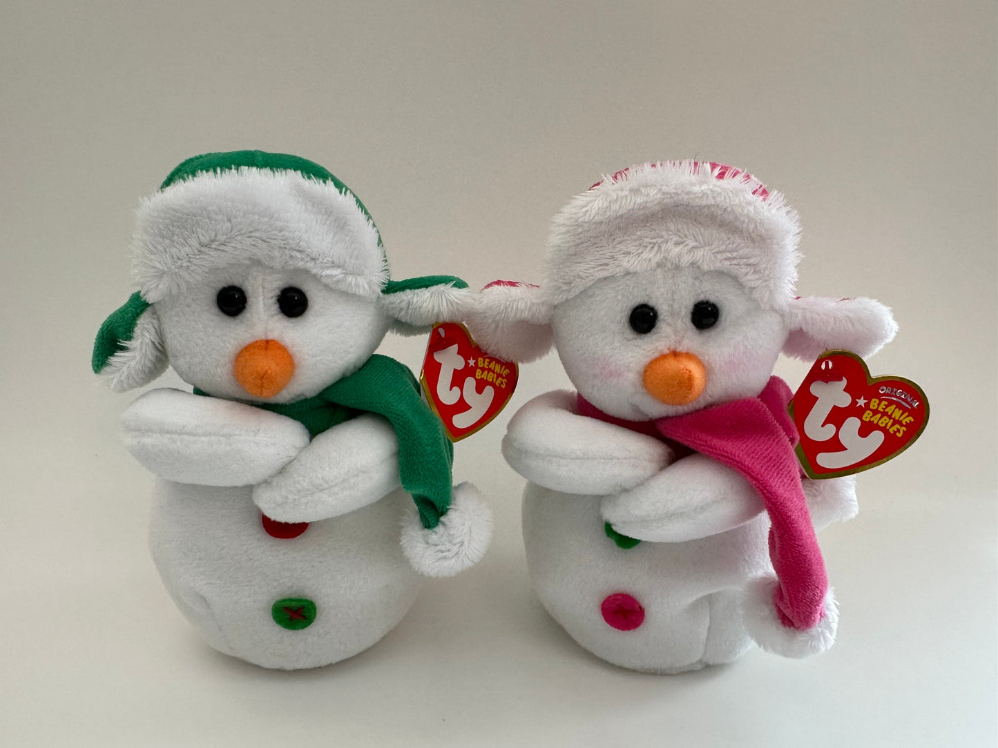 Ty Beanie Baby “Mr. Snow” and “Ms. Snow” the Snowman and Snowwoman Couple (6 inch)