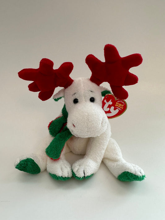 Ty Beanie Baby “Moosletoe” the Adorable Green, Red, and White Holiday Moose  (6 inch)