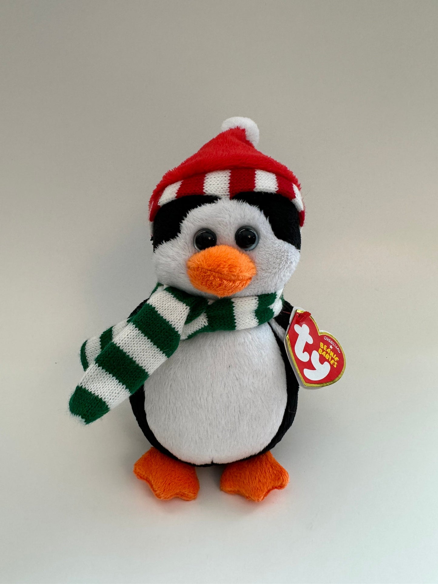 Ty Beanie Baby “Freezie” the Penguin wearing Scarf and Santa Hat (7 inch)