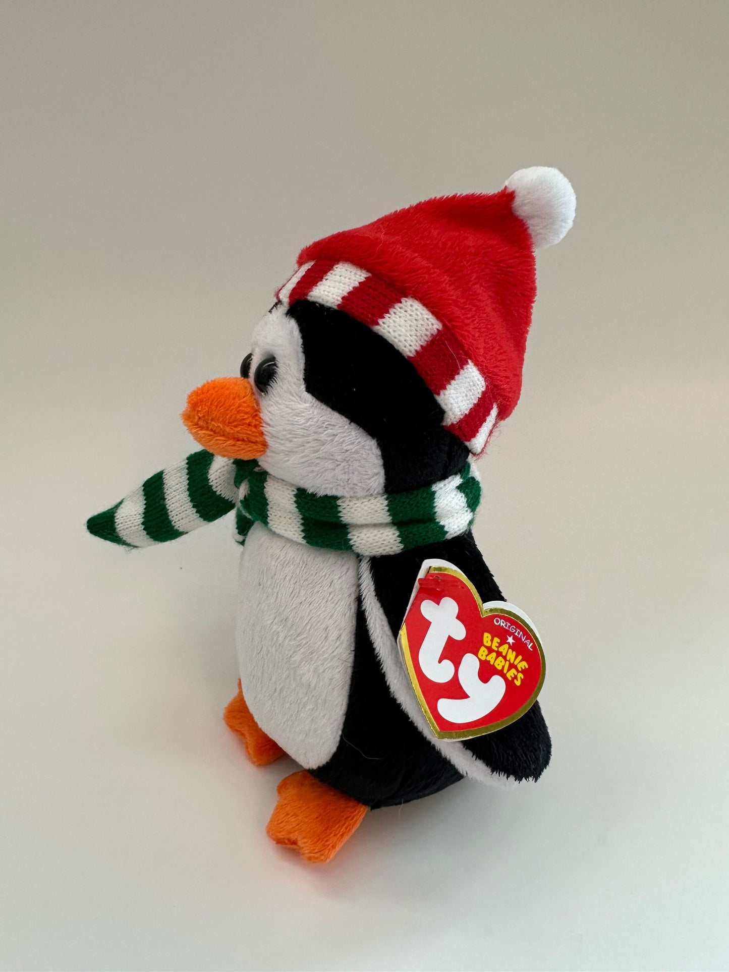 Ty Beanie Baby “Freezie” the Penguin wearing Scarf and Santa Hat (7 inch)