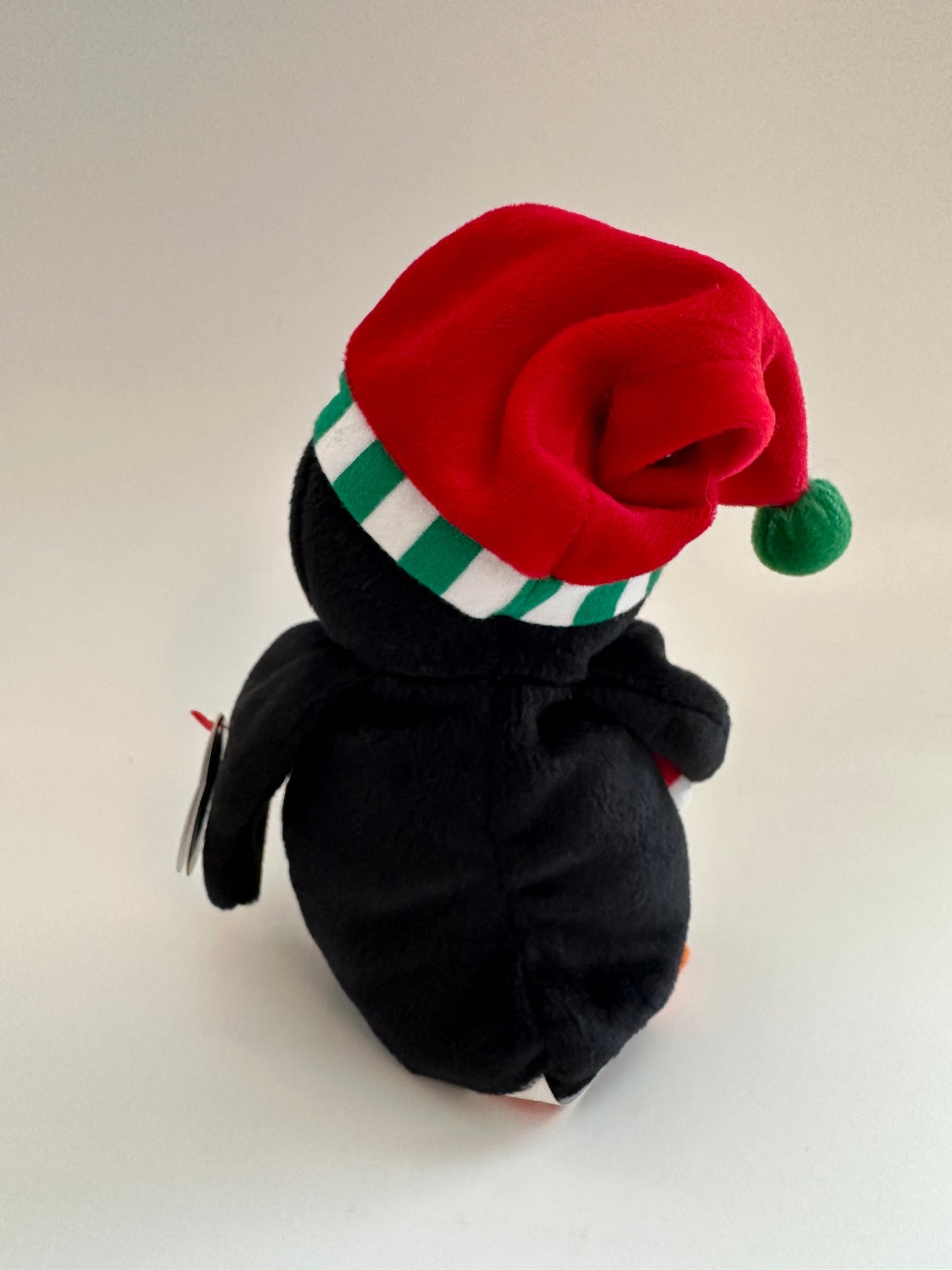 Ty Beanie Baby “Sweetest” the Holiday Penguin wearing Santa Hat holding Candy Cane (7 inch)