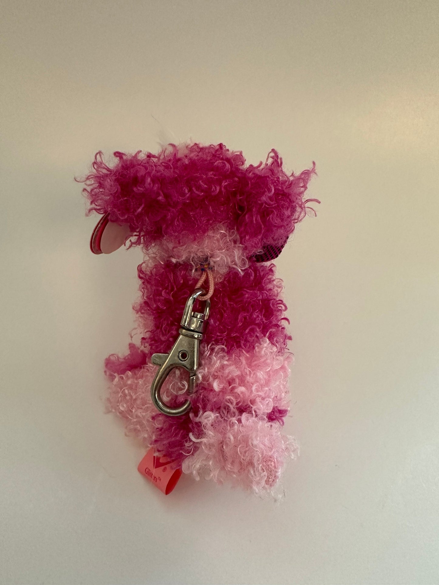 Ty Key Chain “Glitters” the Pink Schnauzer Dog Metal Key Clip (4 inch)