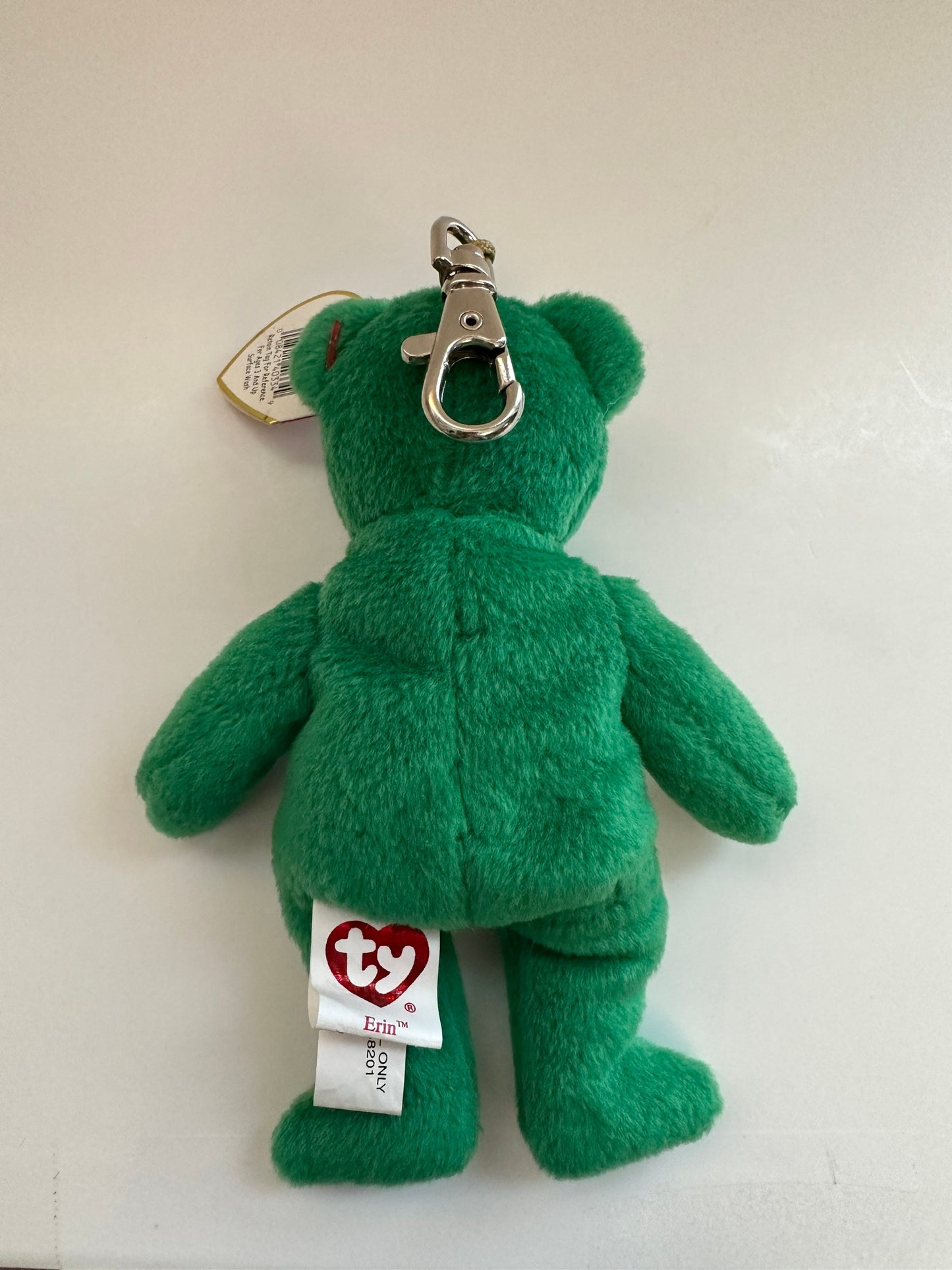 Ty Key Clip / KeyChain “Erin” the Irish / St Patrick’s Day Bear - Metal Key Clip (4 inch)