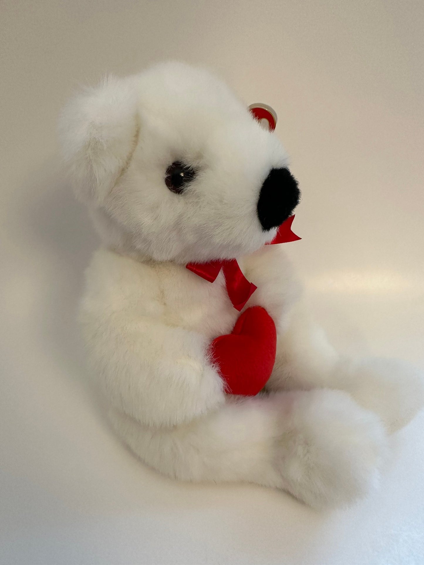 Ty Classics Collection “Romeo” the White Bear Holding a Red Heart (14 inch)