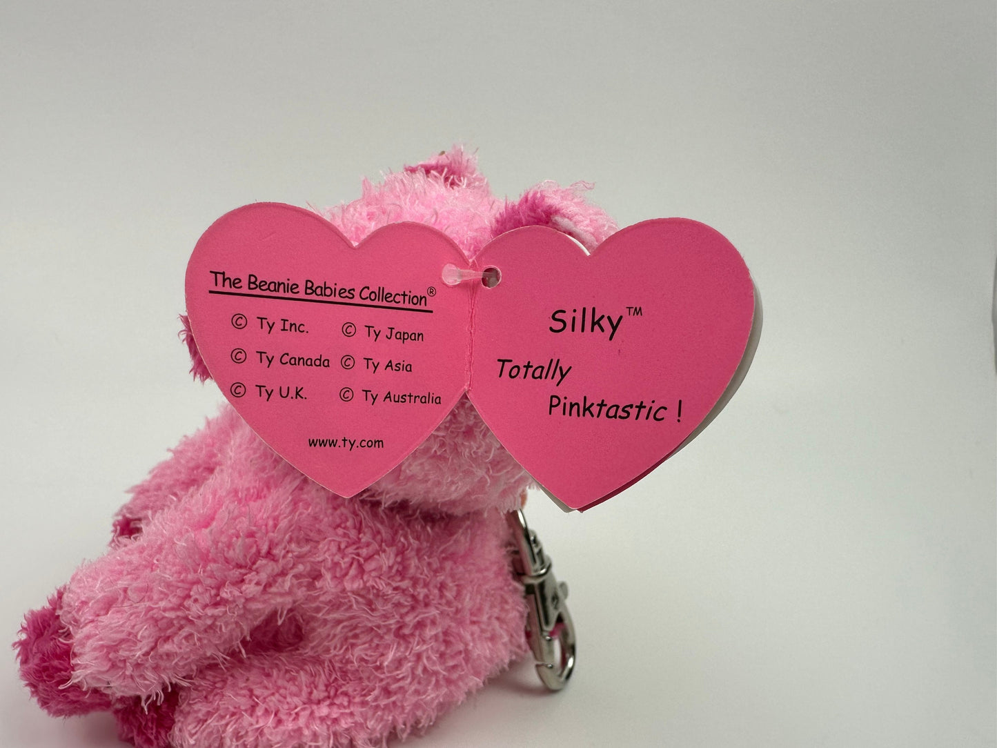 Ty Key Chain “Silky” the Pink Pig Metal Key Clip (4 inch)