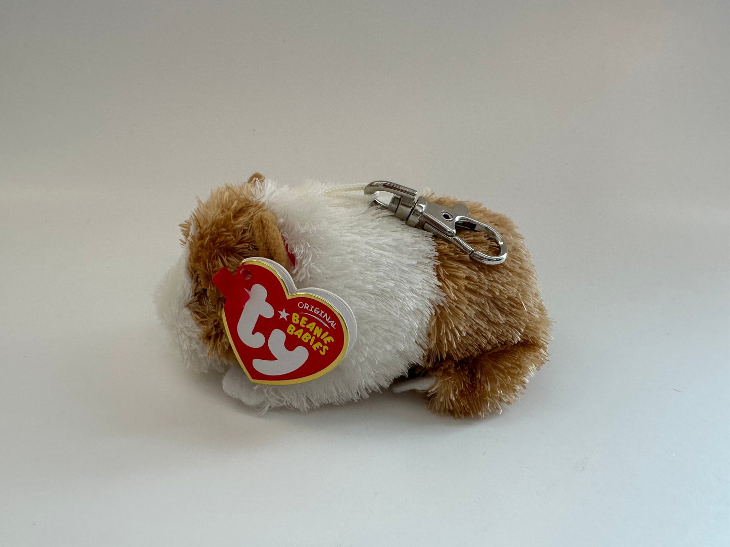 TY Key Clip Beanie Baby “Twitch” the Guinea Pig -  Metal Keychain (4 inch)