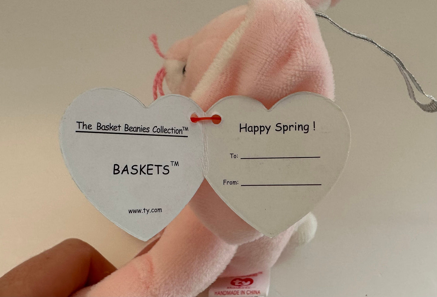 Ty Basket Beanie “Baskets” the Pink Bunny Rabbit! *Small Basket Beanie* (4 inch)