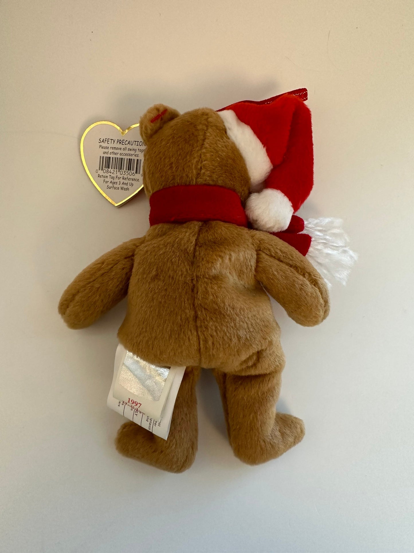 Ty Jingle Beanie “1997 Holiday Teddy” the Bear - Tree Ornament (4 inch)