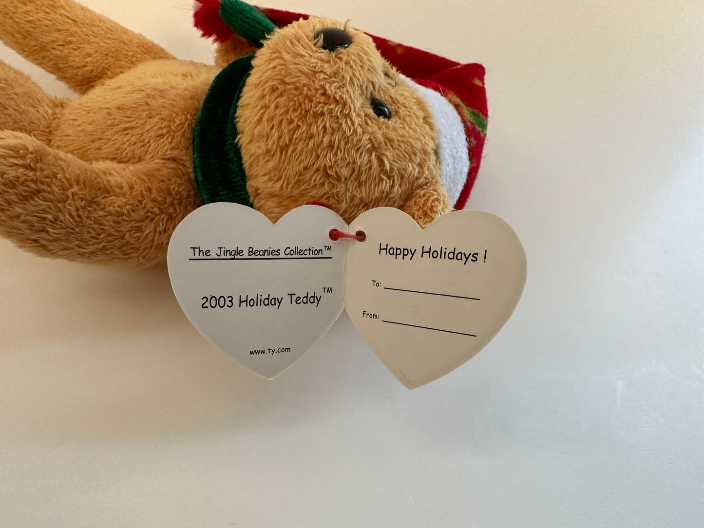 Ty Jingle Beanie “2003 Holiday Teddy” the Bear - Tree Ornament (4 inch)