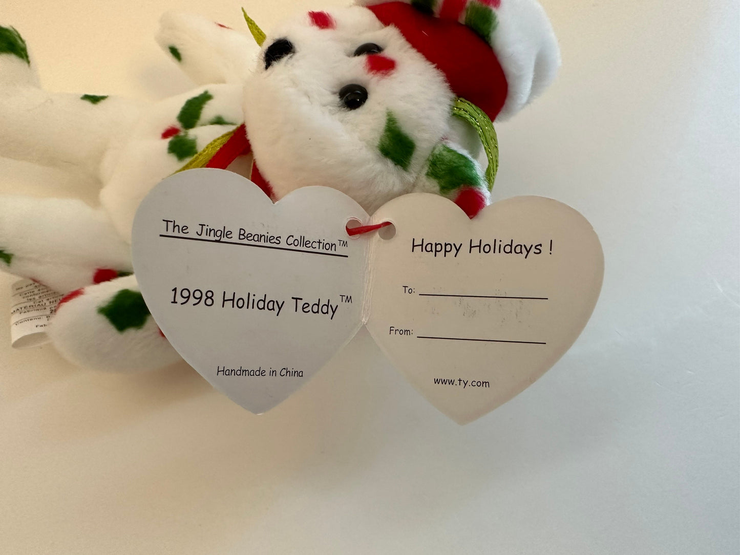 Ty Jingle Beanie “1998 Holiday Teddy” the Bear - Tree Ornament (4 inch)