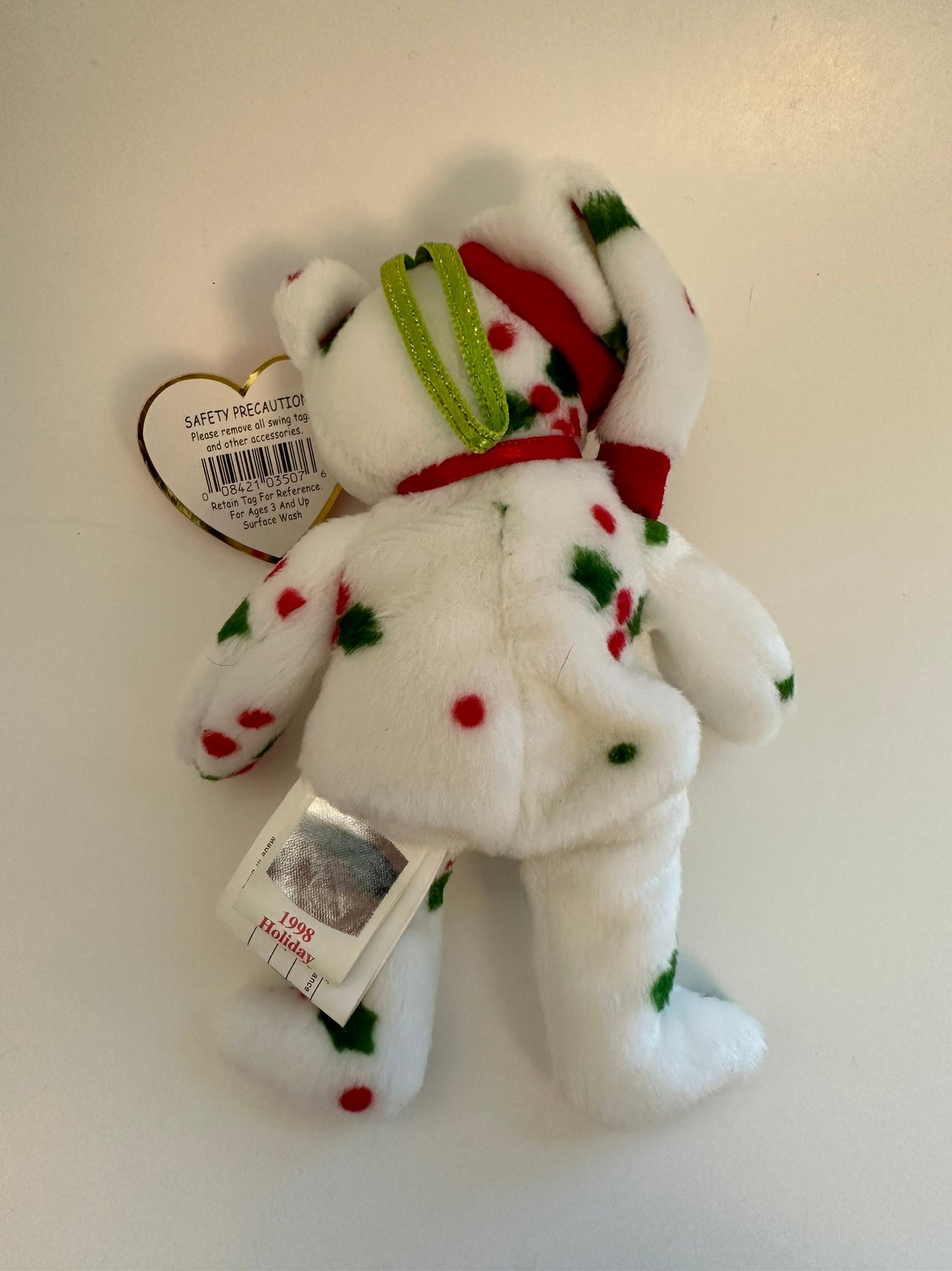 Ty Jingle Beanie “1998 Holiday Teddy” the Bear - Tree Ornament (4 inch)