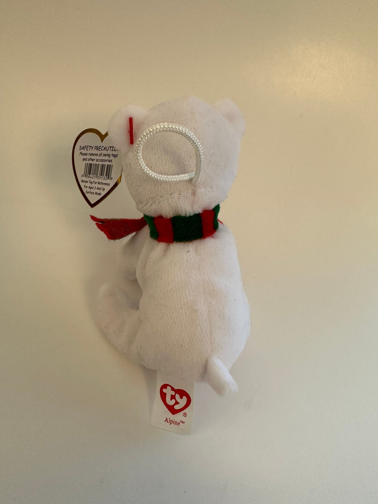 Ty Jingle Beanie “Alpine” the Polar Bear- Small tree ornament! (4 inch)