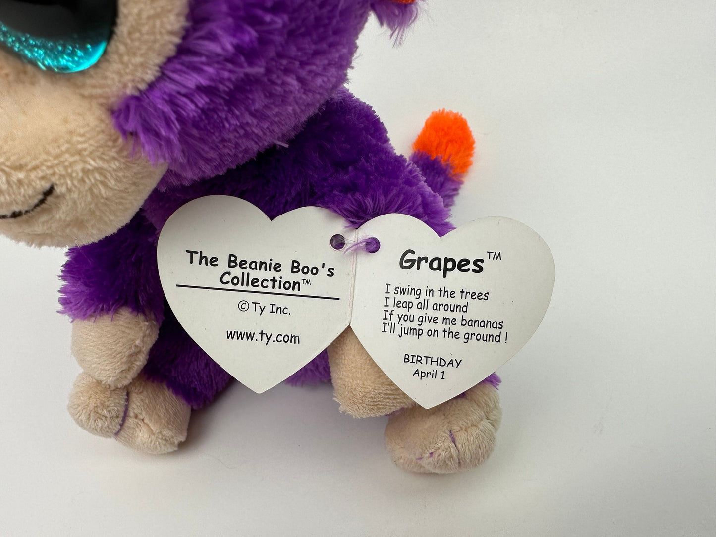 Ty Beanie Boo “Grapes” the Purple Monkey (6 inch)