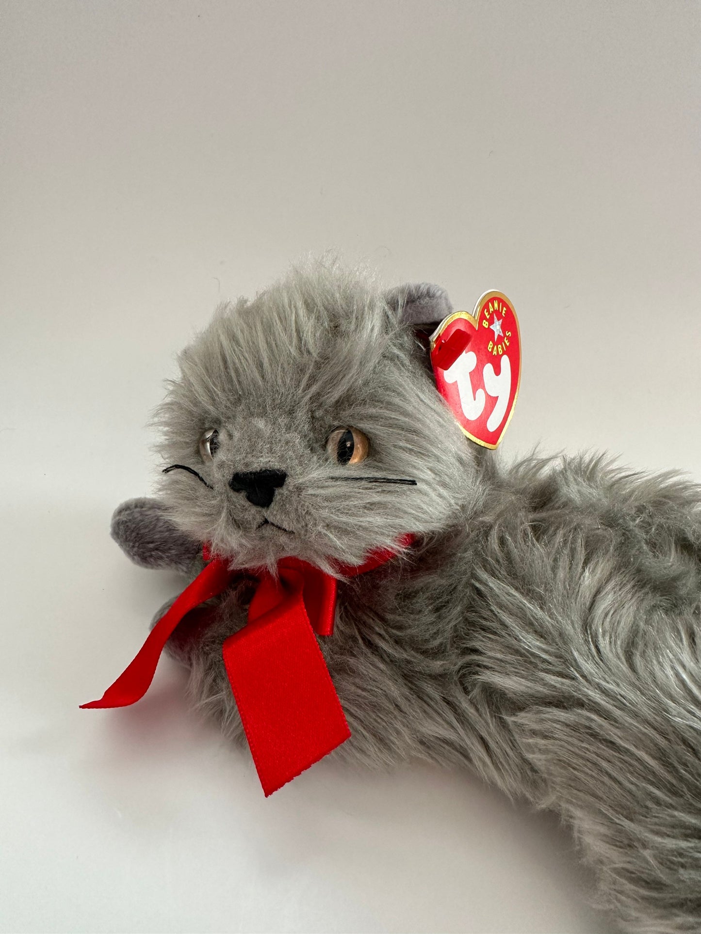 Ty Beanie Baby “Beani” the Grey long Haired Cat  (7 inch)