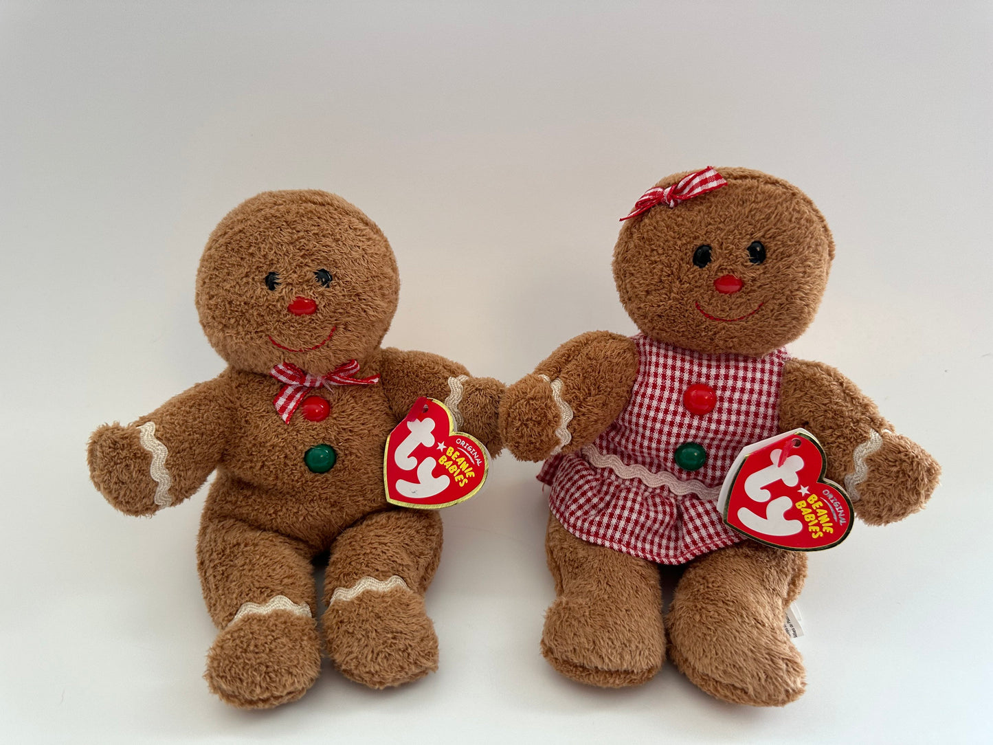 Ty Beanie Baby “Hansel” and “Gretel” the Gingerbread Man and Woman - Rare! (7.5 inch)