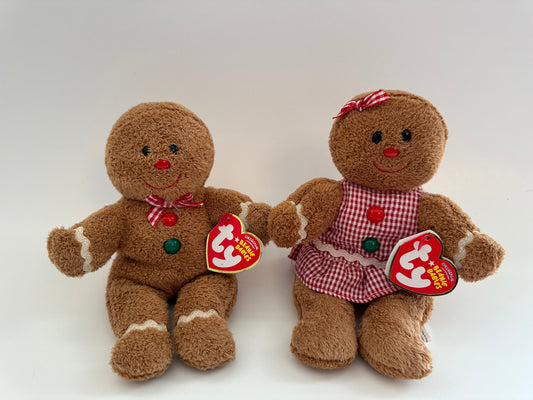 Ty Beanie Baby “Hansel” and “Gretel” the Gingerbread Man and Woman - Rare! (7.5 inch)