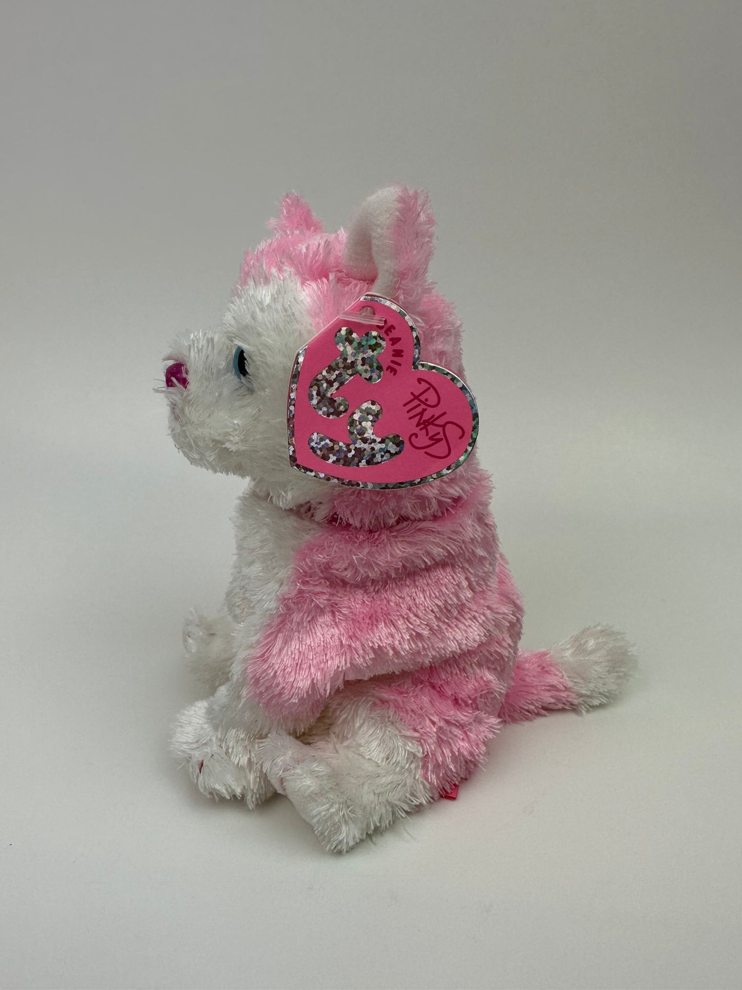 Ty Pinkys Collection Beanie Baby “Bonita” the White and Pink Husky Dog! *Rare* (6 inch)