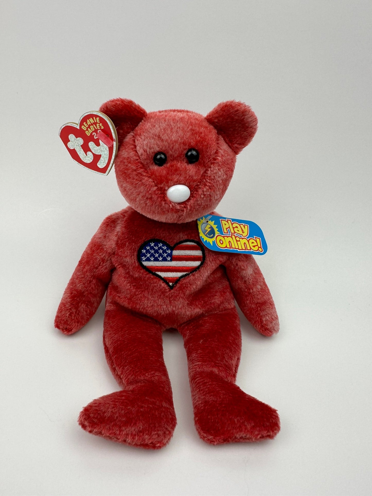 Ty Beanie Baby “Heartland” the Super Cute USA American Bear - Internet Exclusive *Rare* (8.5 inch)