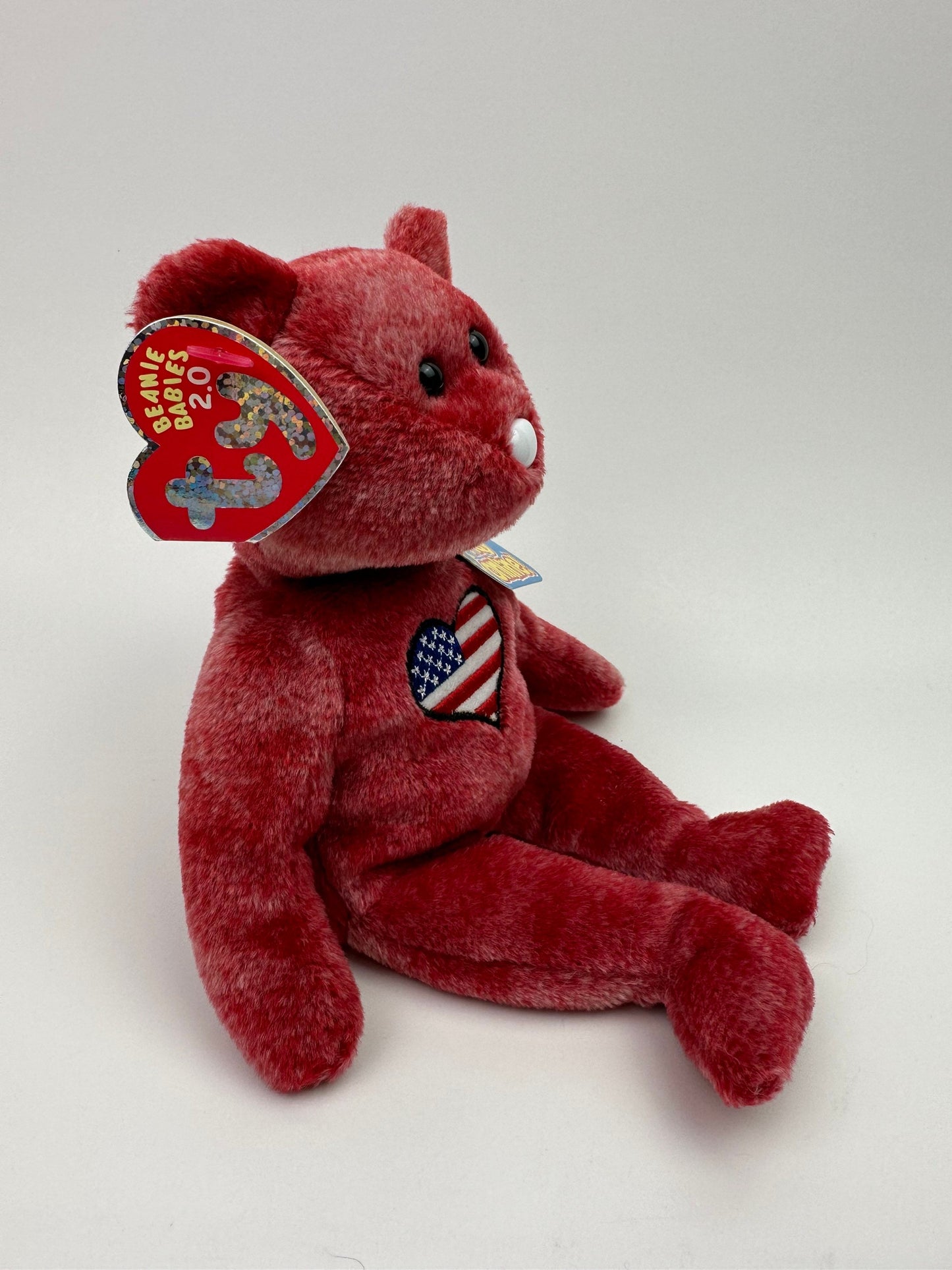 Ty Beanie Baby “Heartland” the Super Cute USA American Bear - Internet Exclusive *Rare* (8.5 inch)