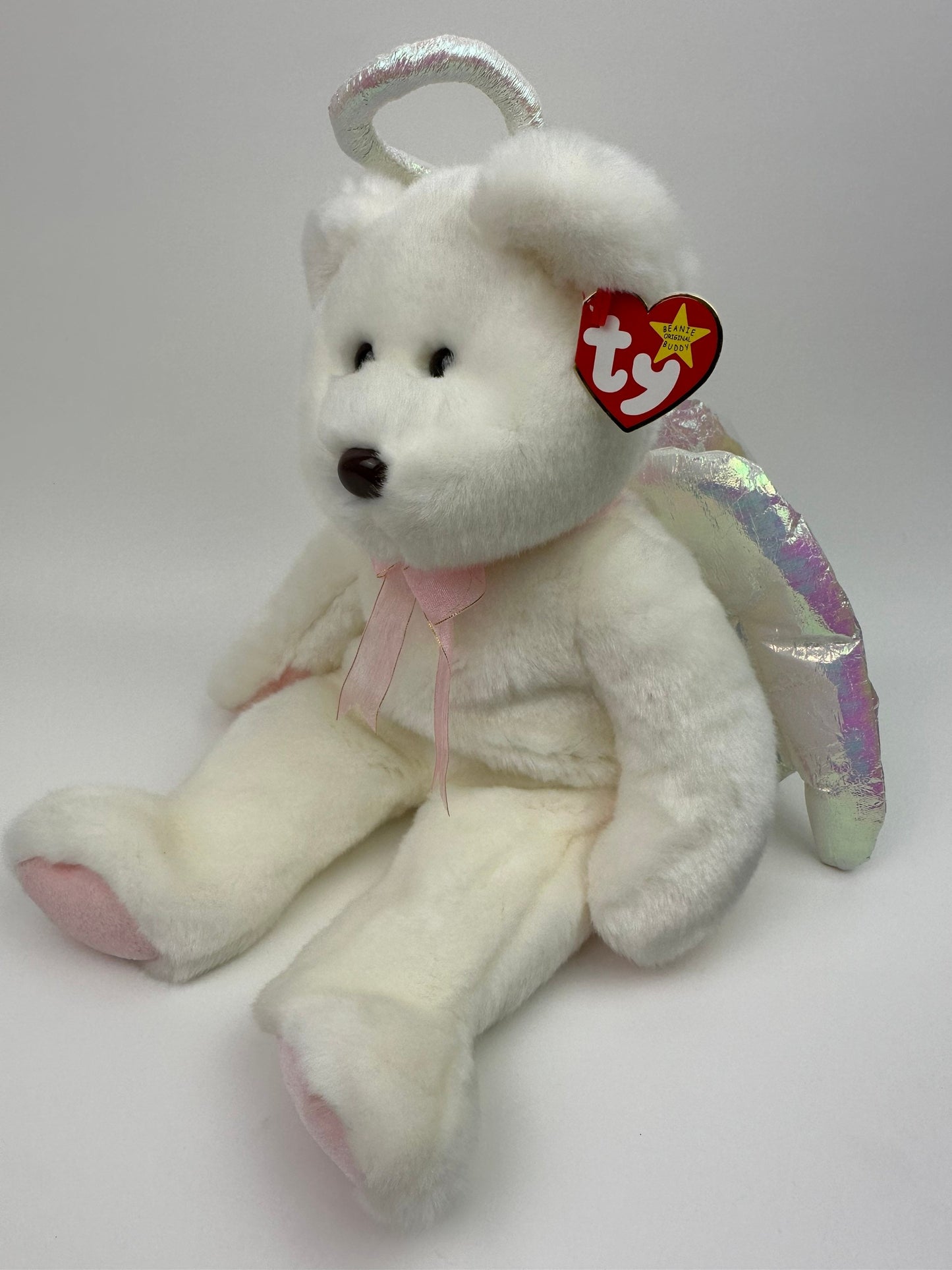 Ty Beanie Buddy “Halo” the Angel Bear with Iridescent wings (14.5 inch)