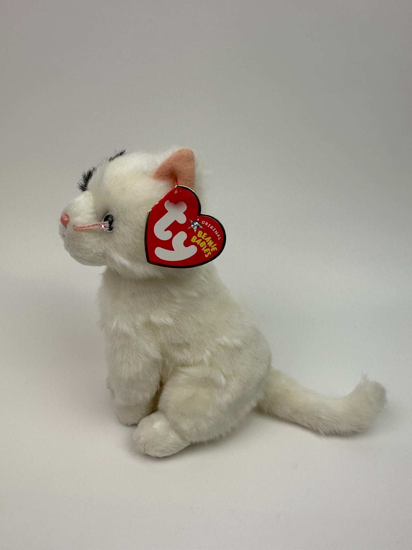 Ty Beanie Baby “Delilah” the White Cat with Black Patch (7 inch)