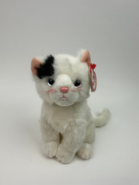 Ty Beanie Baby “Delilah” the White Cat with Black Patch (7 inch)