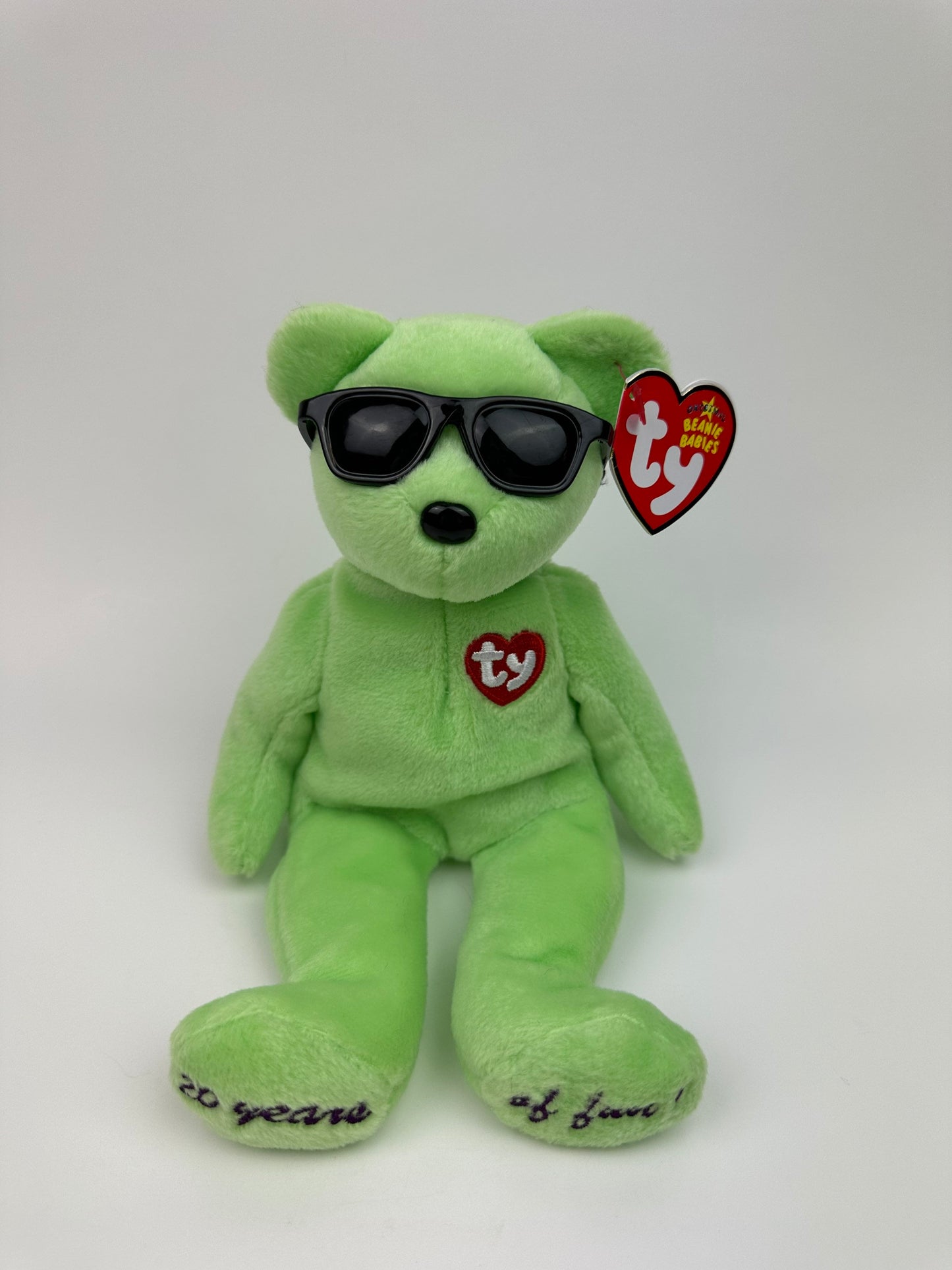 Ty Beanie Baby “Summertime Fun” Colourful Sunglasses Bear, Green Atlanta Version! Trade Show Exclusive! *Rare* (8.5 inch)