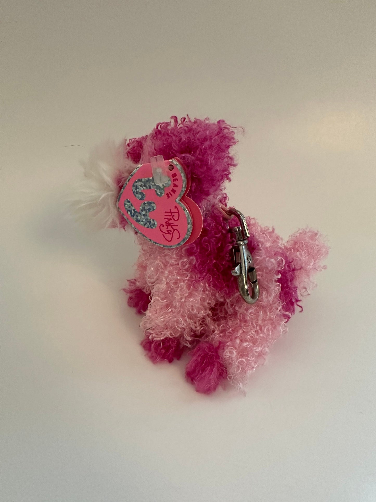 Ty Key Chain “Glitters” the Pink Schnauzer Dog Metal Key Clip (4 inch)