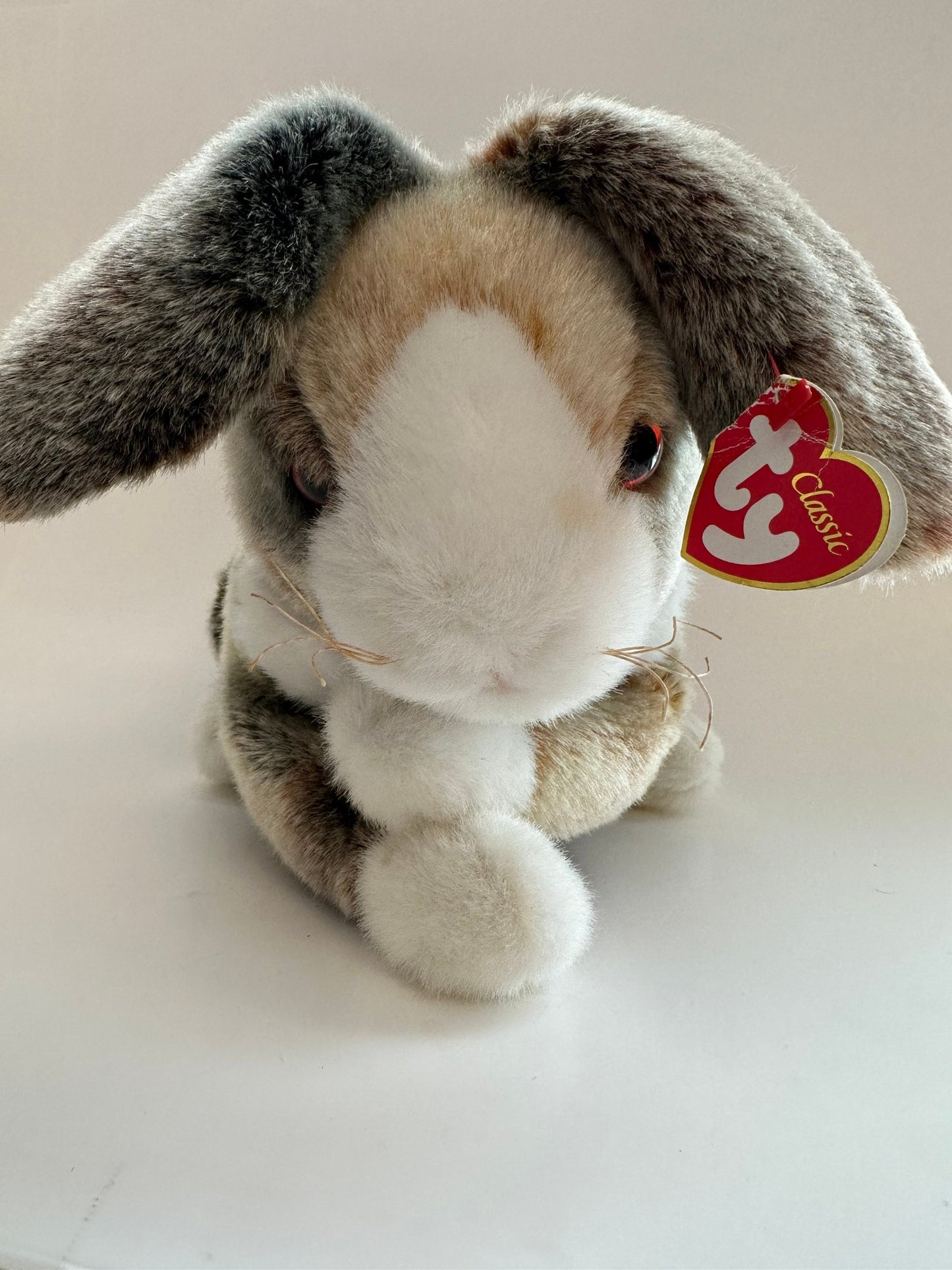 Ty Classics Collection “Meadow” the White and Brown Bunny Rabbit - Creased Tag (12 inch)