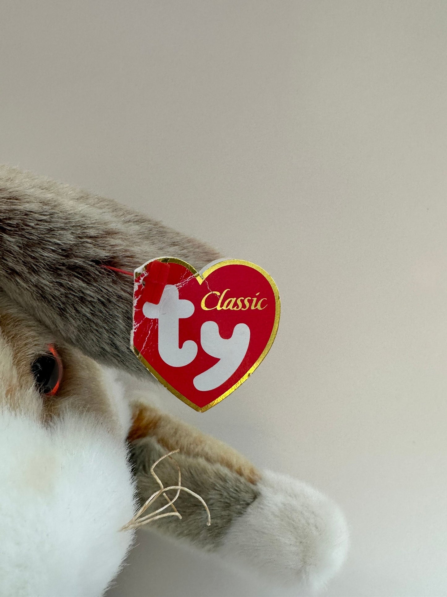 Ty Classics Collection “Meadow” the White and Brown Bunny Rabbit - Creased Tag (12 inch)