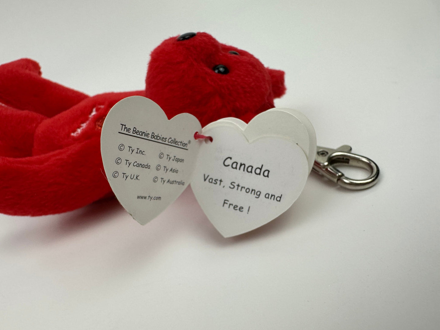 Ty Key Clip / KeyChain “Canada” the Red Bear - Canada Exclusive! Metal Key Clip (4 inch)