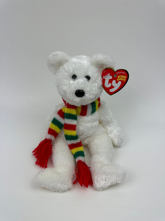 Ty Beanie Baby “Flurry” the White Bear wearing Scarf - Learning Express Exclusive *Rare* (8.5 inch)