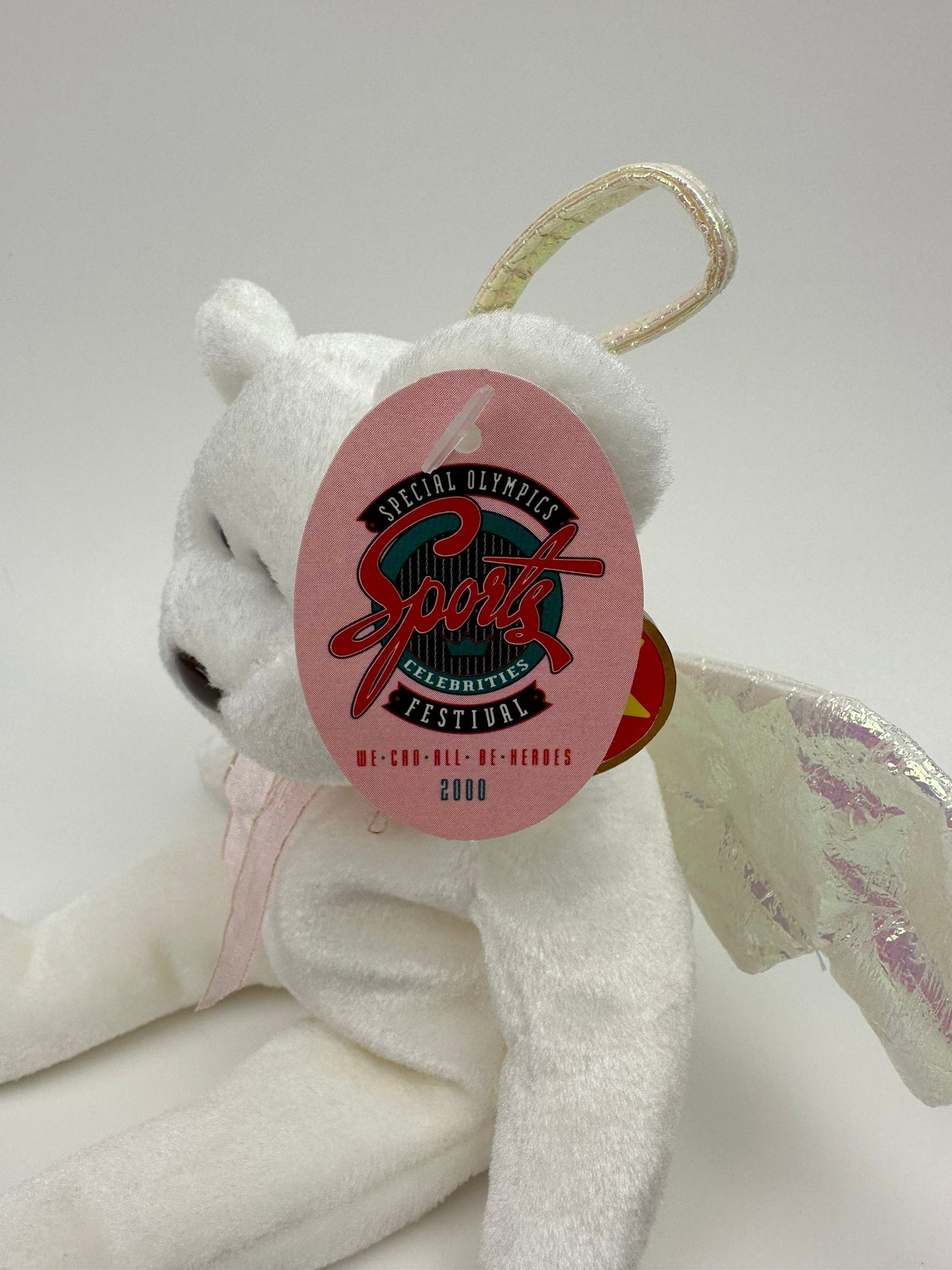 Ty Beanie Baby “Halo” the Angel Bear with Iridescent Wings - Special Olympics Version & Canadian Tush Tag! *Rare*  (8.5 inch)