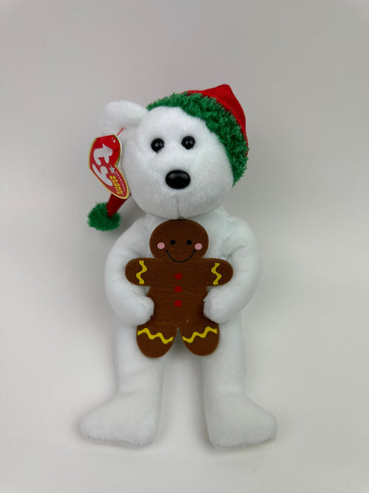 Ty Beanie Baby “Goody” the Holiday Bear wearing a Santa Hat and Holding a Gingerbread Cookie (8.5 inch)