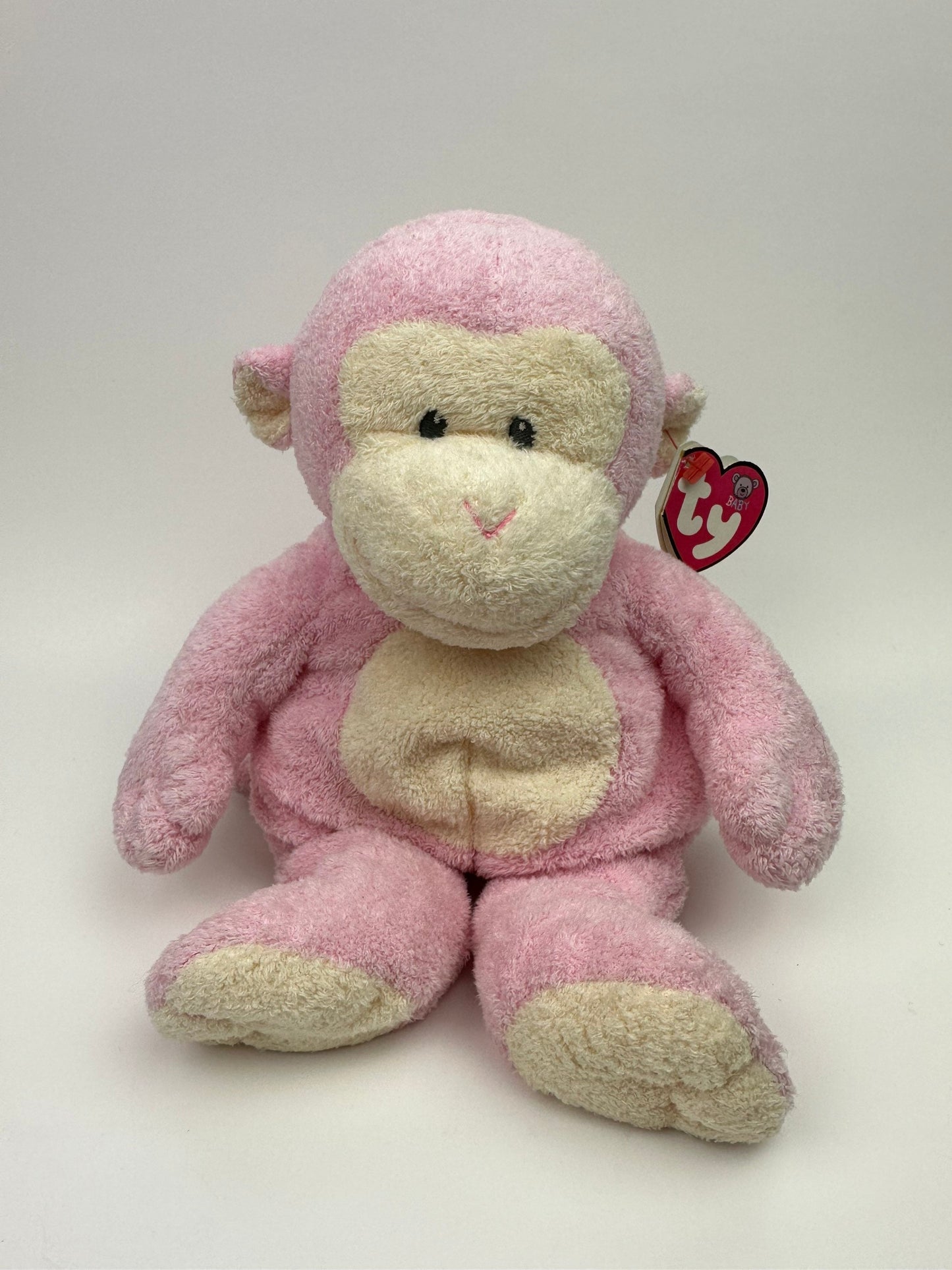 Ty Pluffies Collection “Baby Dangles” the Monkey  - Love to Baby, Pink Version! *Extremely Rare* (10 inch)