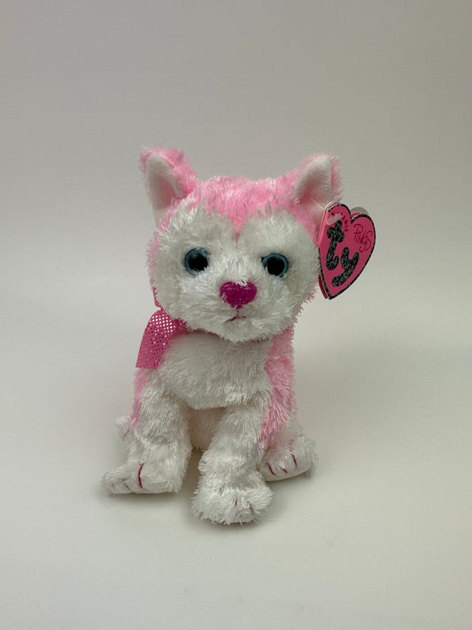 Ty Pinkys Collection Beanie Baby “Bonita” the White and Pink Husky Dog! *Rare* (6 inch)